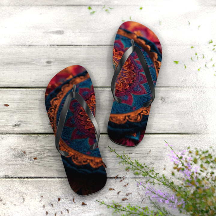 Mandala Intricate Tapestry - Flip Flops - Shoes - g(0D·IO) - XL - Black sole -