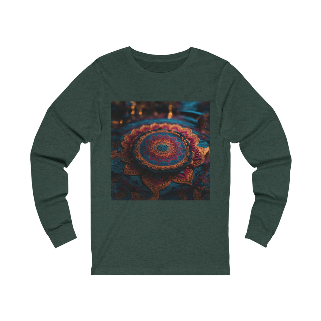 Mandala Intricate Tapestry - Unisex Jersey Long Sleeve Tee - Long-sleeve - g(0D·IO) - S - Heather Forest -