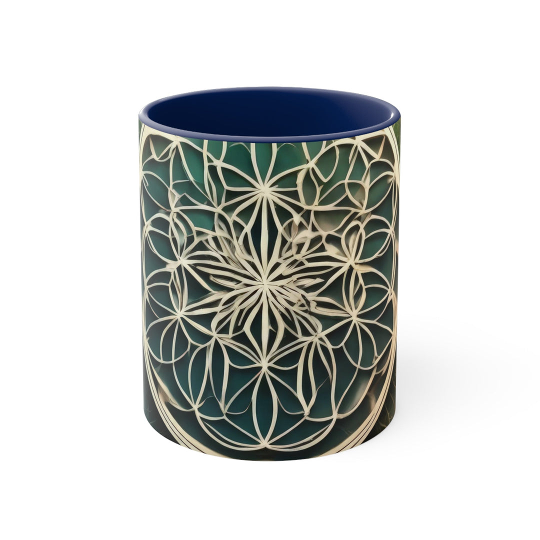 Mandala Organic Patterns - Accent Coffee Mug - Mug - g(0D·IO) - Navy - 11oz -