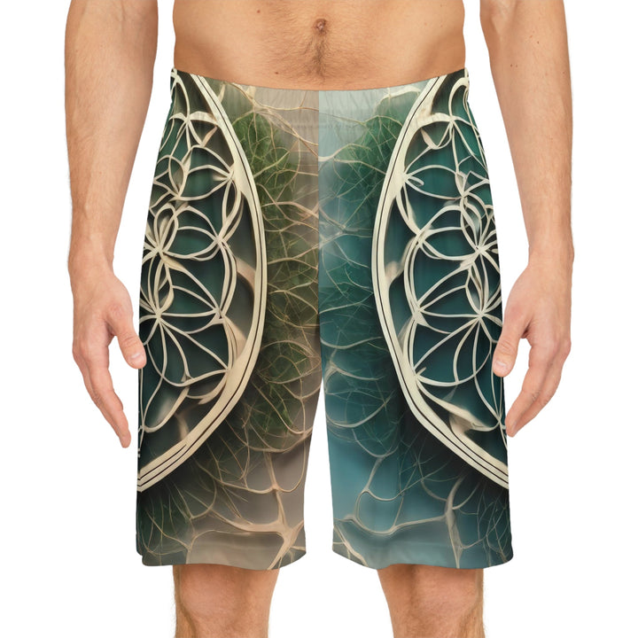 Mandala Organic Patterns - AOP Basketball Shorts - All Over Prints - g(0D·IO) - Seam thread color automatically matched to design - XS -