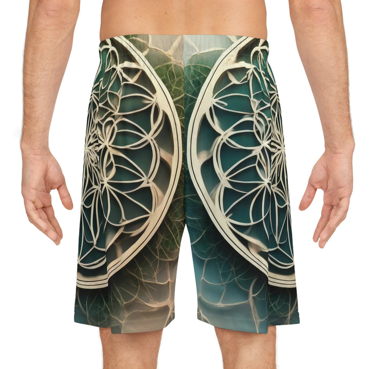 Mandala Organic Patterns - AOP Basketball Shorts - All Over Prints - g(0D·IO) - Seam thread color automatically matched to design - XS -