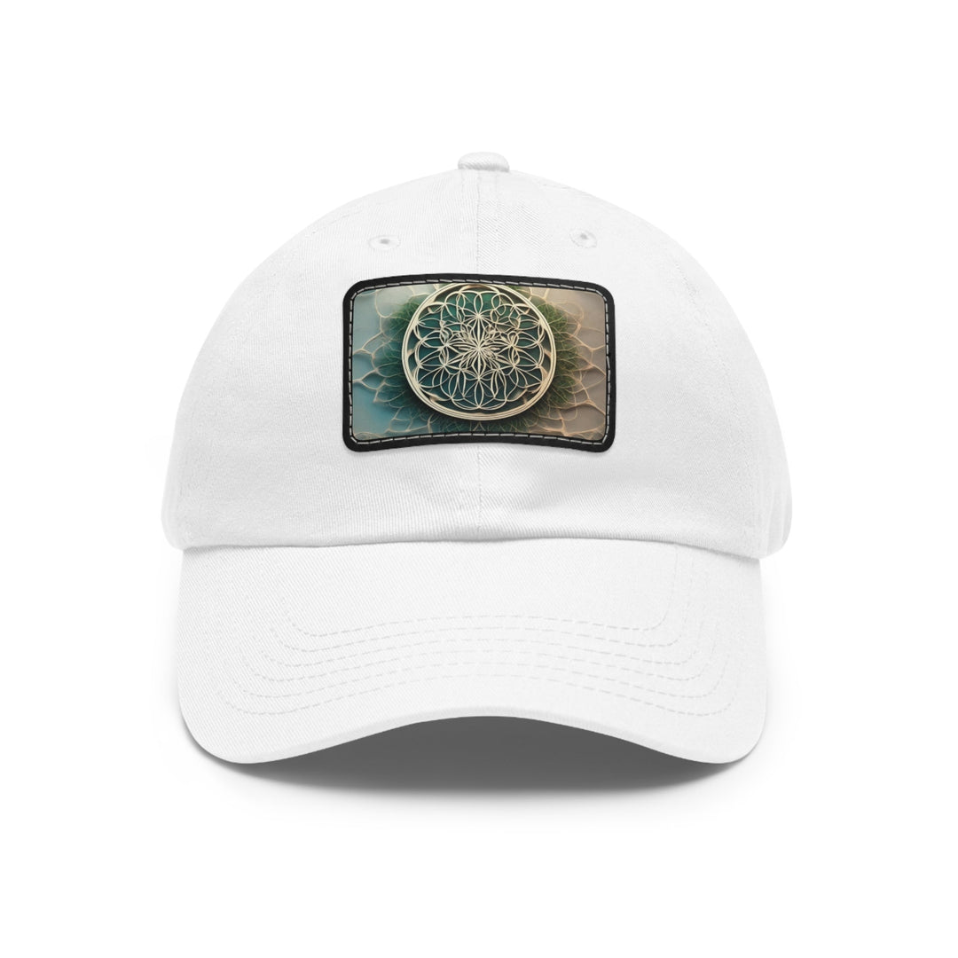 Mandala Organic Patterns - Dad Hat - Hats - g(0D·IO) - White / Black patch - Rectangle - One size