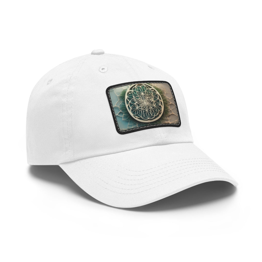 Mandala Organic Patterns - Dad Hat - Hats - g(0D·IO) - White / Black patch - Rectangle - One size