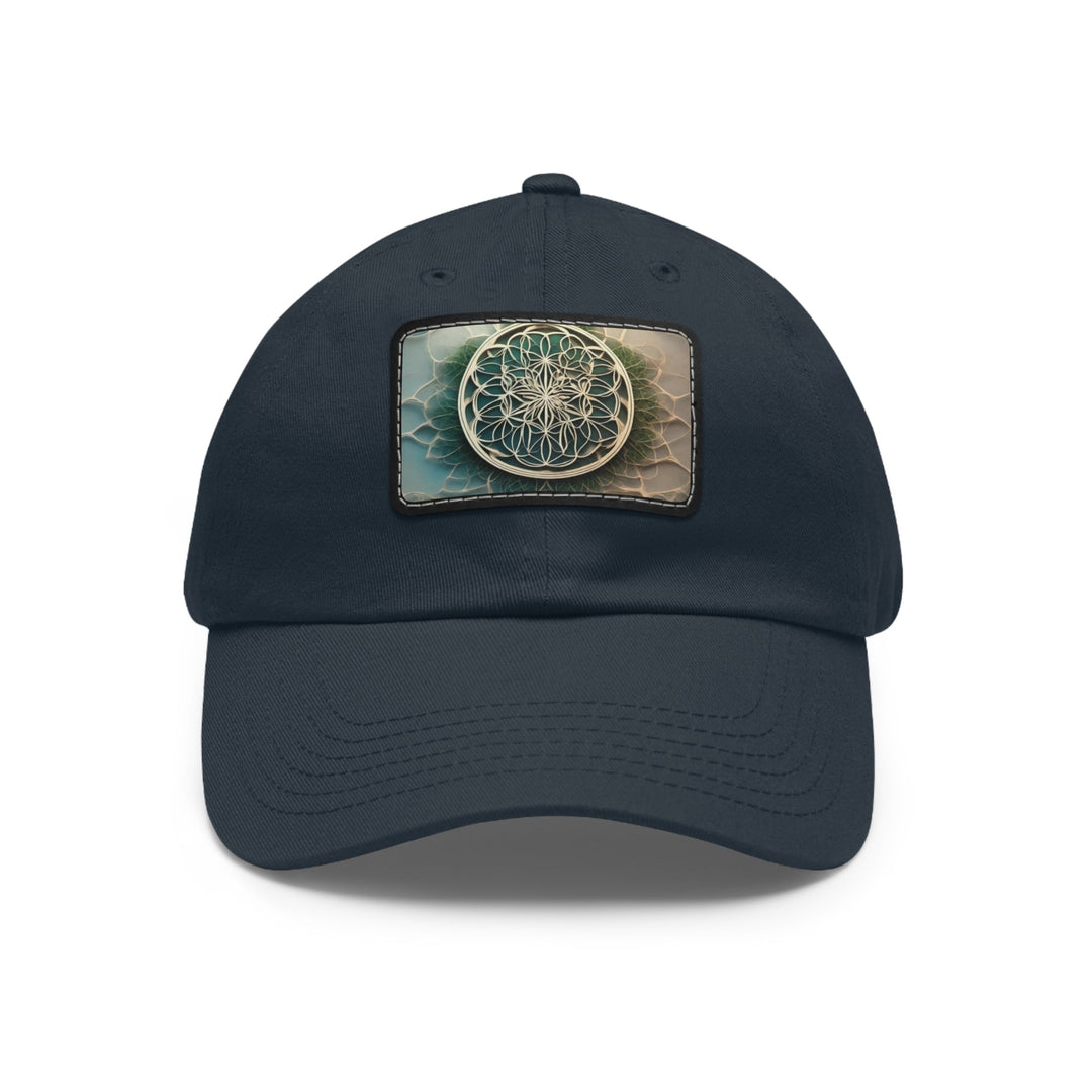 Mandala Organic Patterns - Dad Hat - Hats - g(0D·IO) - Navy / Black patch - Rectangle - One size