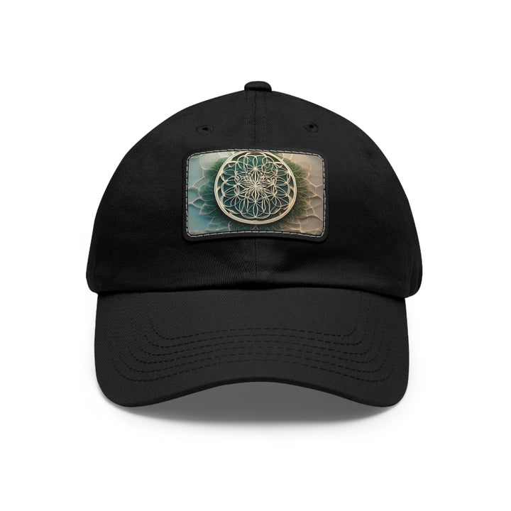 Mandala Organic Patterns - Dad Hat - Hats - g(0D·IO) - Black / Black patch - Rectangle - One size