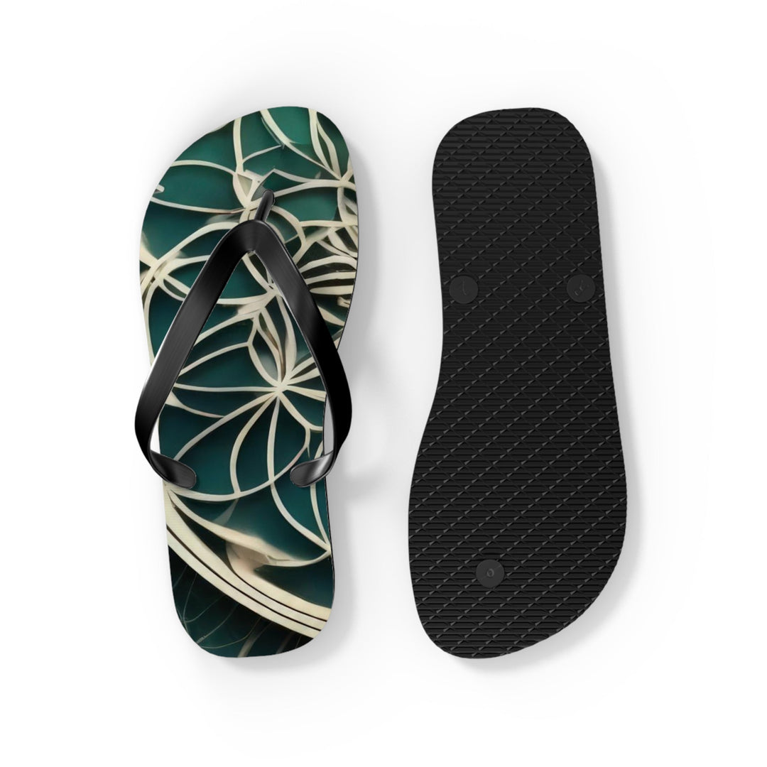 Mandala Organic Patterns - Flip Flops - Shoes - g(0D·IO) - XL - Black sole -