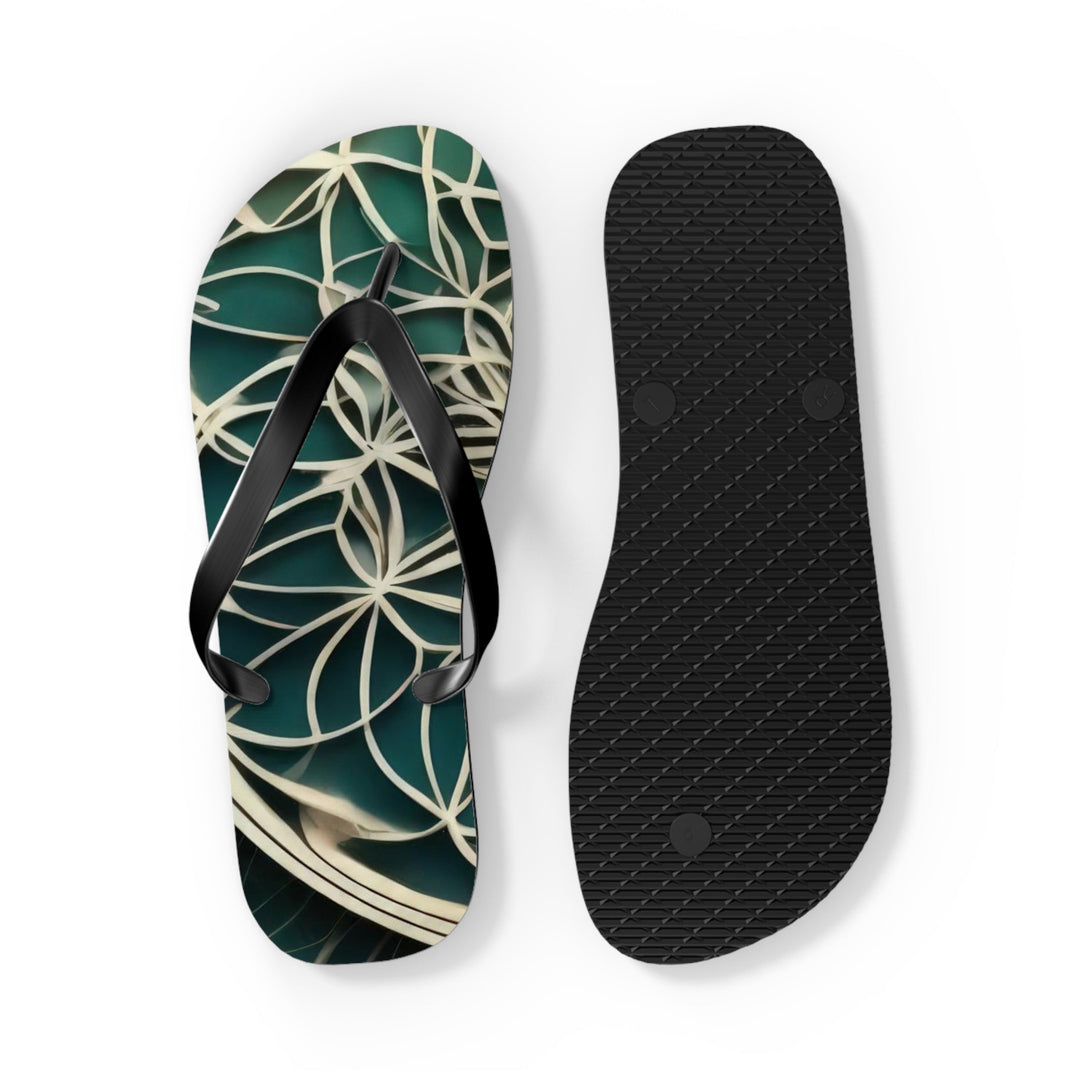 Mandala Organic Patterns - Flip Flops - Shoes - g(0D·IO) - XL - Black sole -