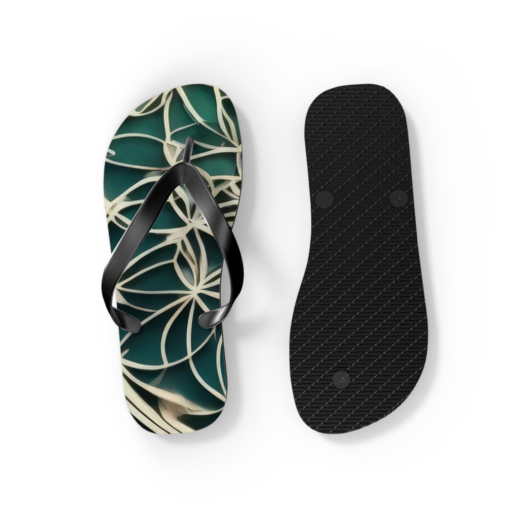 Mandala Organic Patterns - Flip Flops - Shoes - g(0D·IO) - XL - Black sole -