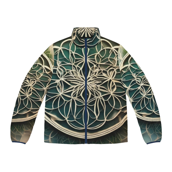 Mandala Organic Patterns - Puffer Jacket - All Over Prints - g(0D·IO) - S - Dark blue zipper -