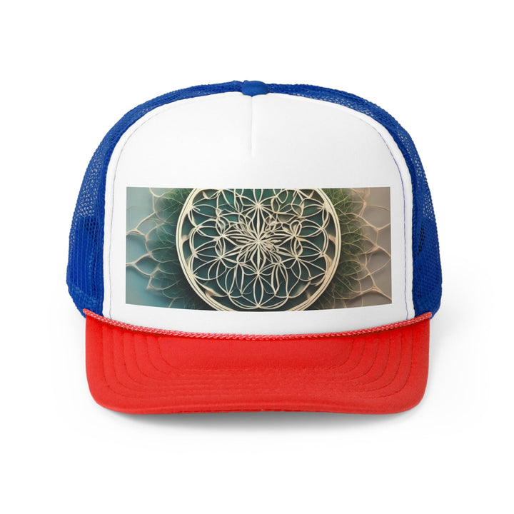 Mandala Organic Patterns - Trucker Hat - Hats - g(0D·IO) - Blue/Red - One size -