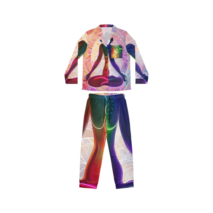 Meditative Cosmic Energy - Women's Satin Pajamas - All Over Prints - g(0D·IO) - XS/S - Black -