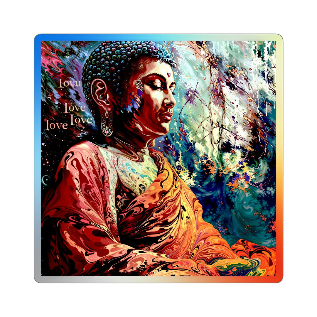 Meditative Vibrant Tranquility - Holographic Die-Cut Sticker - Paper products - g(0D·IO) - 4" × 4" - Die-Cut - Holographic