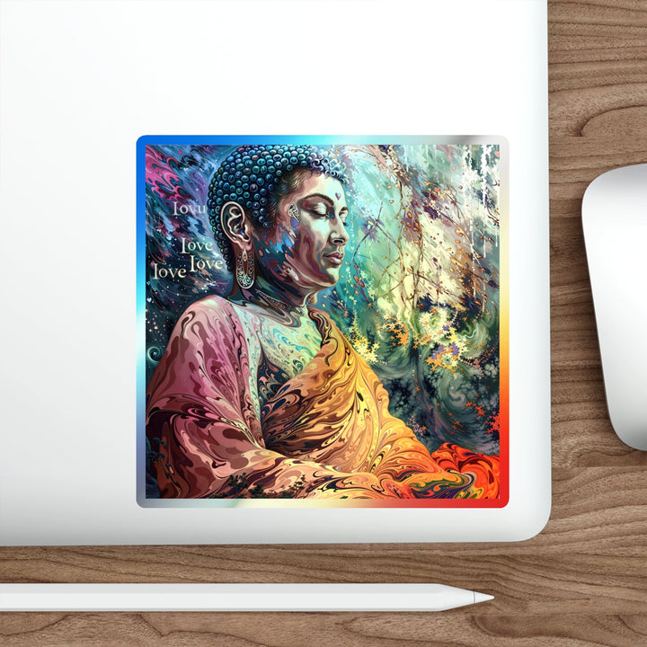 Meditative Vibrant Tranquility - Holographic Die-Cut Sticker - Paper products - g(0D·IO) - 5" × 5" - Die-Cut - Holographic