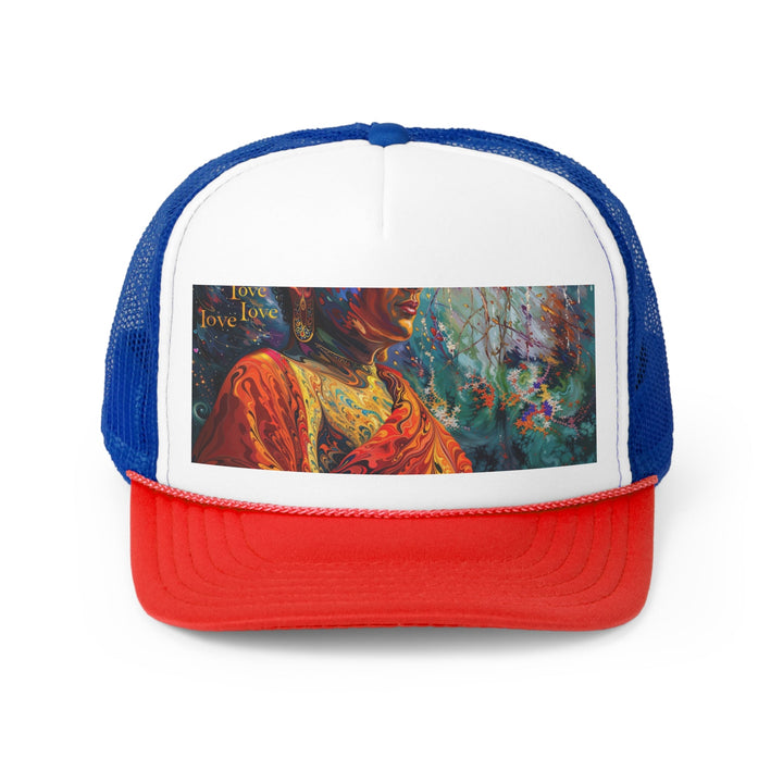 Meditative Vibrant Tranquility - Trucker Hat - Hats - g(0D·IO) - Blue/Red - One size -