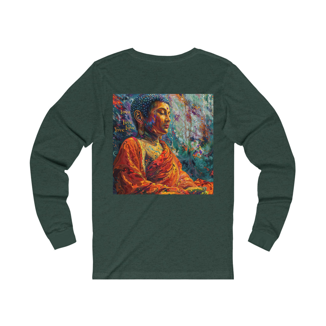 Meditative Vibrant Tranquility - Unisex Jersey Long Sleeve Tee - Long-sleeve - g(0D·IO) - S - Heather Forest -