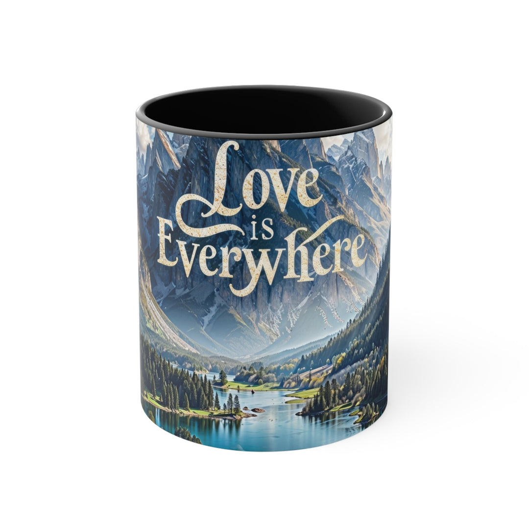 Mountainous Love Reflection - Accent Coffee Mug - Mug - g(0D·IO) - Black - 11oz -