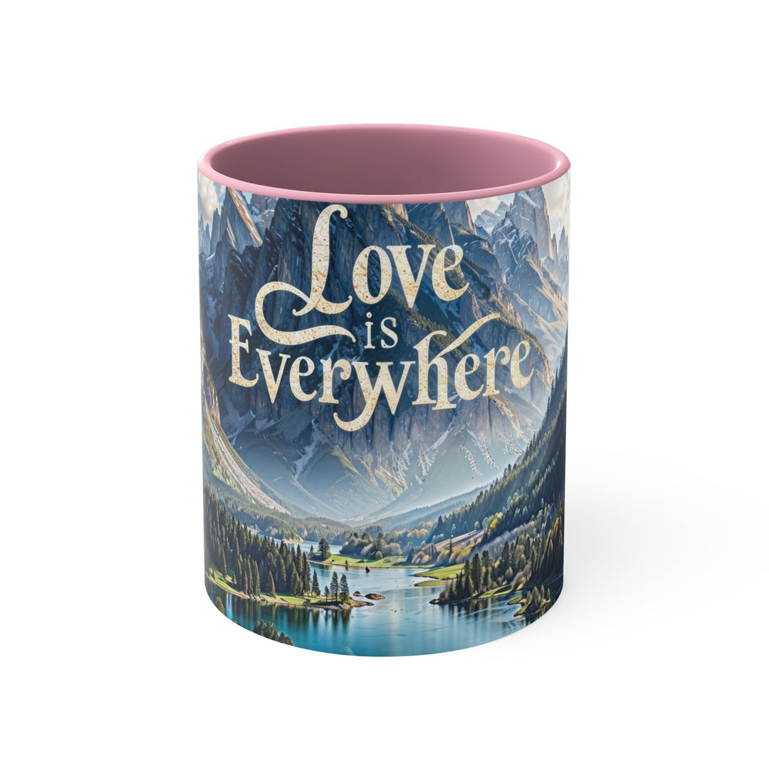 Mountainous Love Reflection - Accent Coffee Mug - Mug - g(0D·IO) - Pink - 11oz -