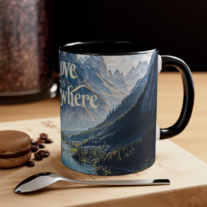 Mountainous Love Reflection - Accent Coffee Mug - Mug - g(0D·IO) - Pink - 11oz -