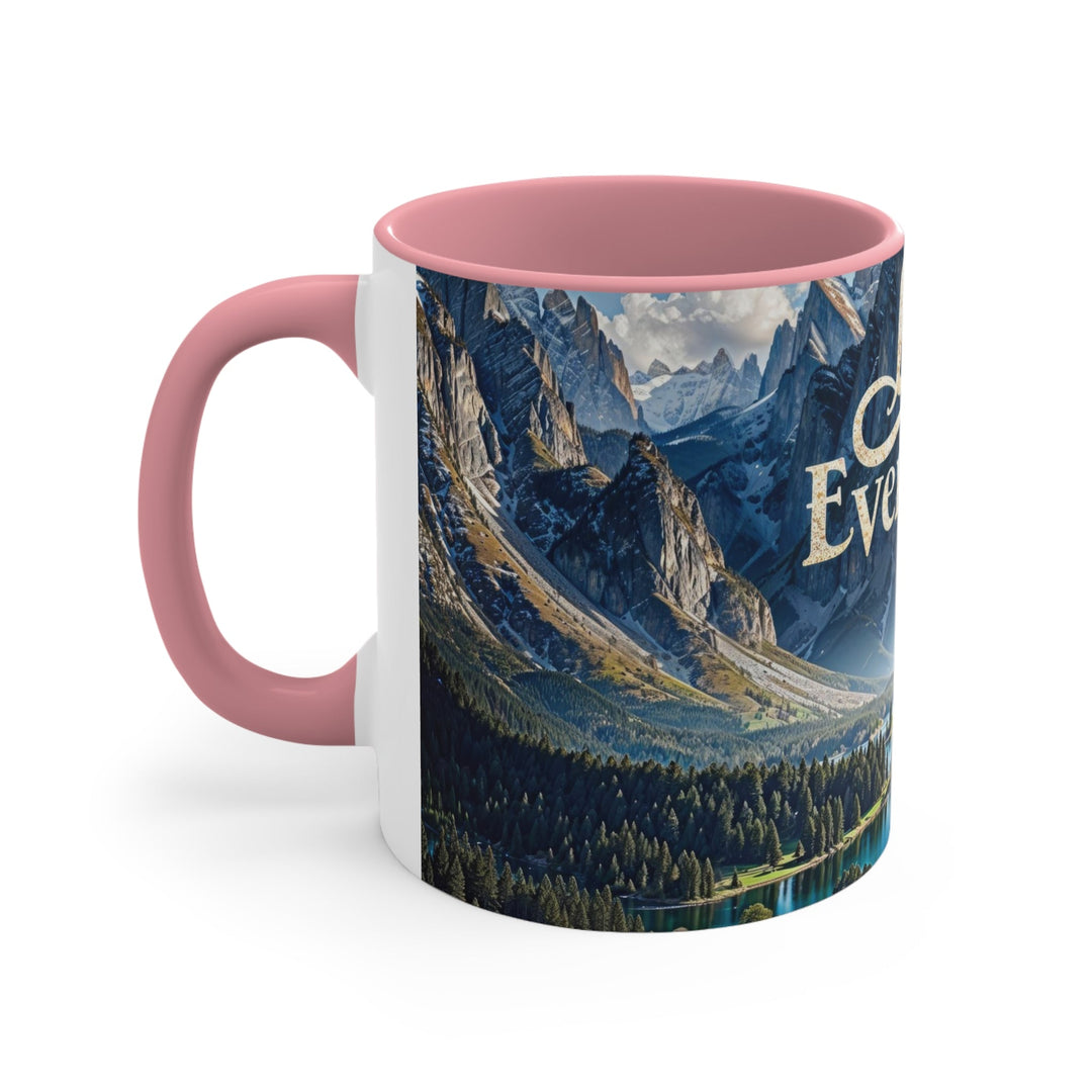 Mountainous Love Reflection - Accent Coffee Mug - Mug - g(0D·IO) - Pink - 11oz -