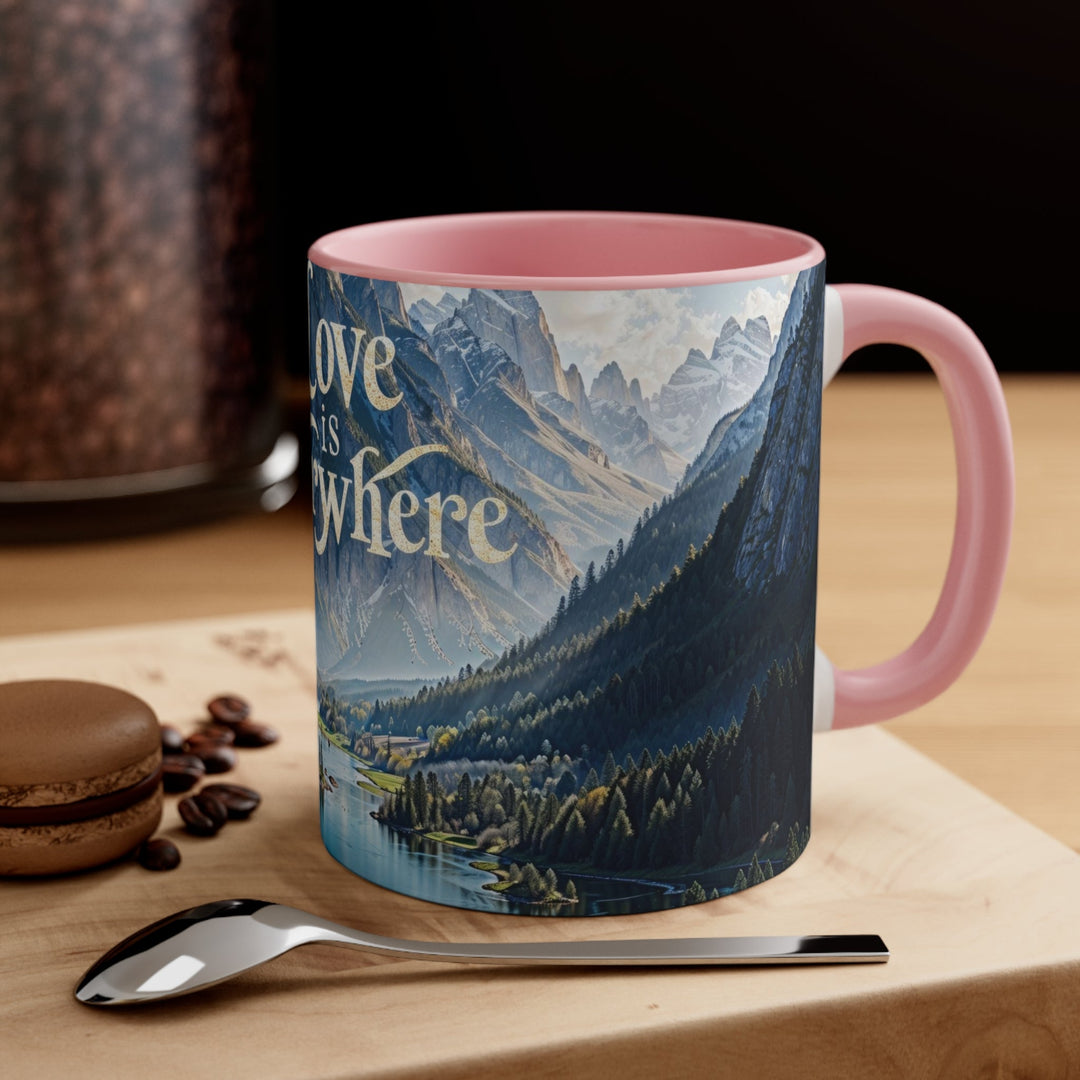 Mountainous Love Reflection - Accent Coffee Mug - Mug - g(0D·IO) - Pink - 11oz -