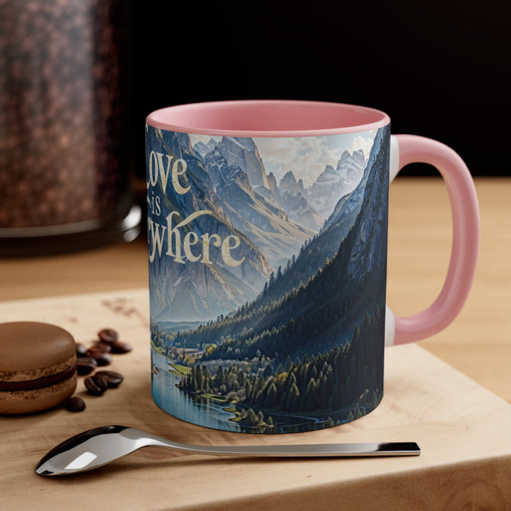 Mountainous Love Reflection - Accent Coffee Mug - Mug - g(0D·IO) - Pink - 11oz -