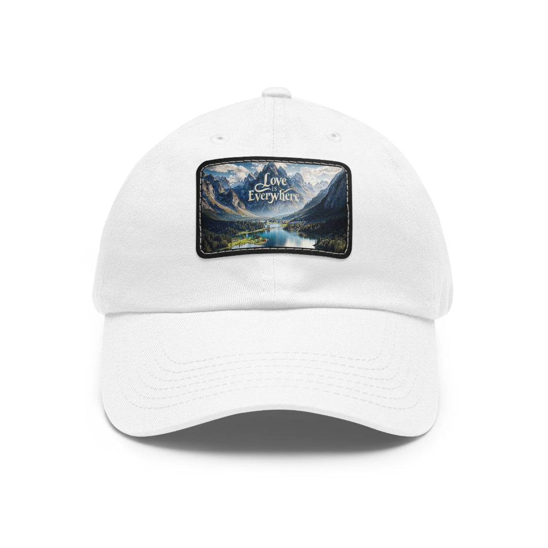 Mountainous Love Reflection - Dad Hat - Hats - g(0D·IO) - White / Black patch - Rectangle - One size