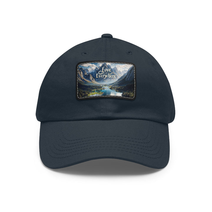 Mountainous Love Reflection - Dad Hat - Hats - g(0D·IO) - Navy / Black patch - Rectangle - One size