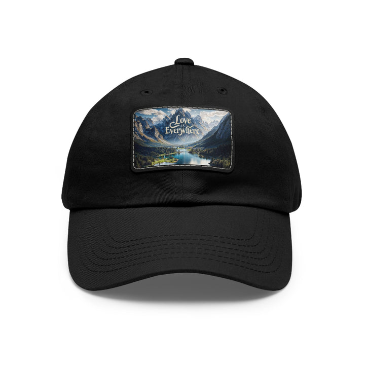 Mountainous Love Reflection - Dad Hat - Hats - g(0D·IO) - Black / Black patch - Rectangle - One size