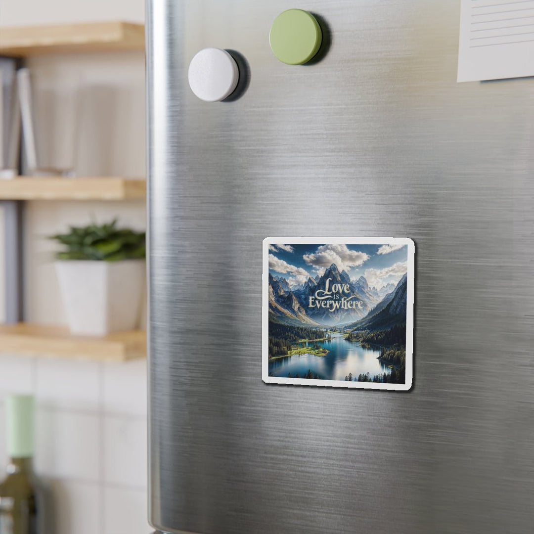 Mountainous Love Reflection - Die-cut Magnet - Home Decor - g(0D·IO) - 6 × 6" - Die-Cut - 1 pc