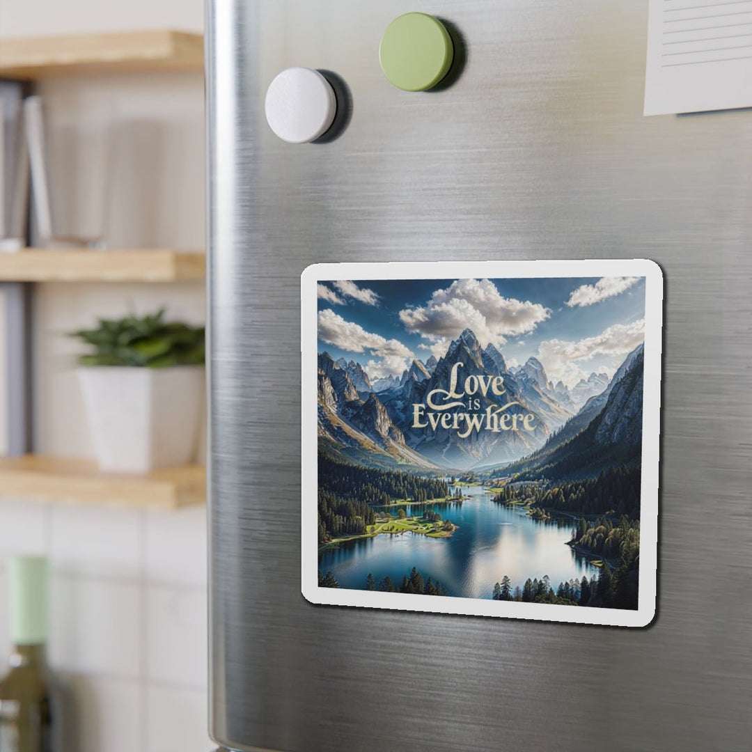 Mountainous Love Reflection - Die-cut Magnet - Home Decor - g(0D·IO) - 6 × 6" - Die-Cut - 1 pc