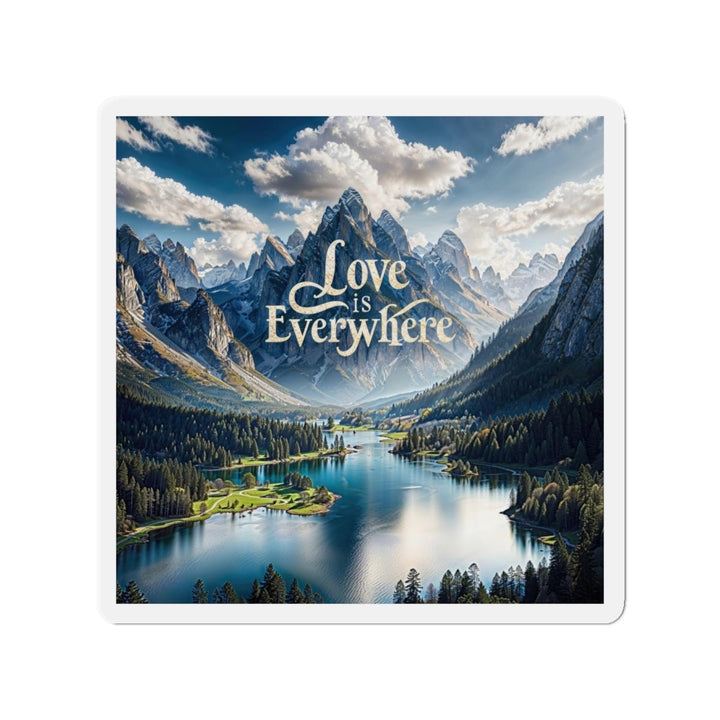 Mountainous Love Reflection - Die-cut Magnet - Home Decor - g(0D·IO) - 4" x 4" - Die-Cut - 1 pc