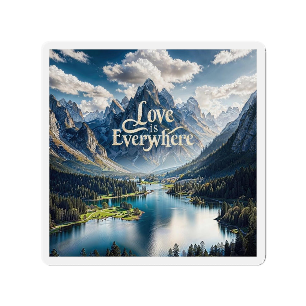 Mountainous Love Reflection - Die-cut Magnet - Home Decor - g(0D·IO) - 3" x 3" - Die-Cut - 1 pc