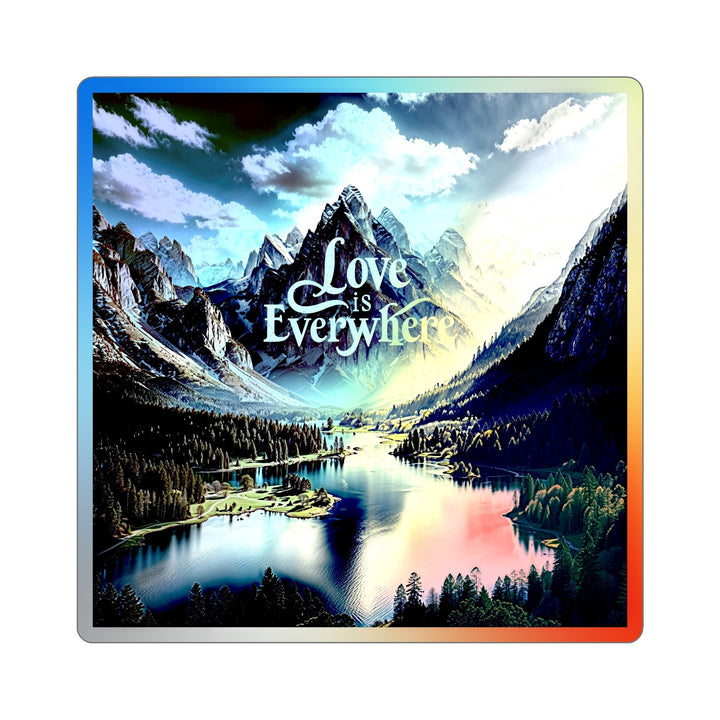 Mountainous Love Reflection - Holographic Die-Cut Sticker - Paper products - g(0D·IO) - 6" × 6" - Die-Cut - Holographic