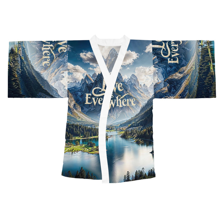 Mountainous Love Reflection - Long Sleeve Kimono Robe - All Over Prints - g(0D·IO) - XS - White -