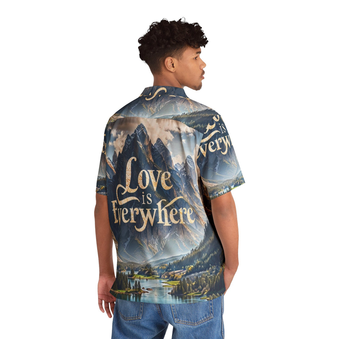 Mountainous Love Reflection - Men's Hawaiian Shirt - All Over Prints - g(0D·IO) - S - Black -