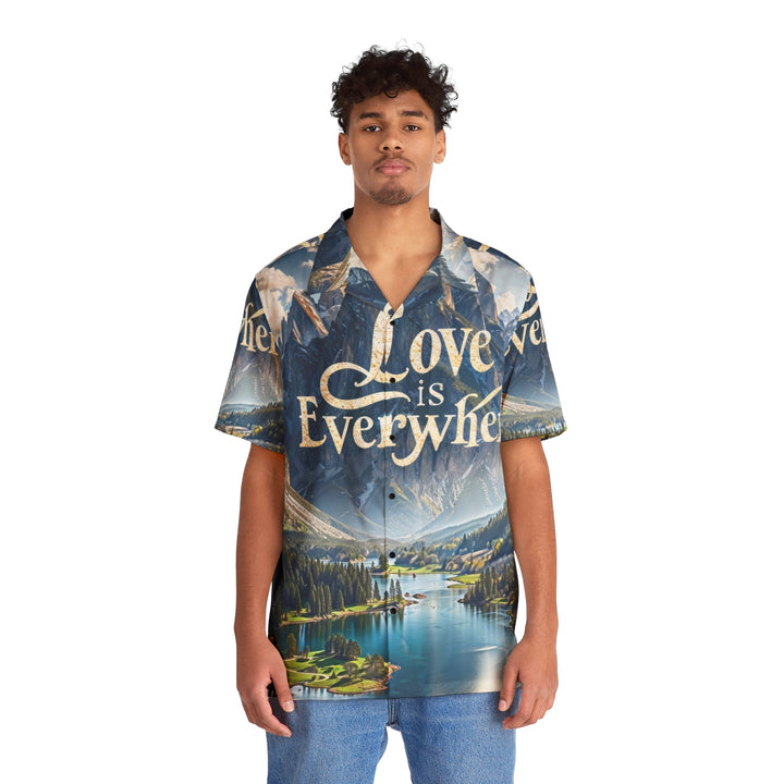 Mountainous Love Reflection - Men's Hawaiian Shirt - All Over Prints - g(0D·IO) - S - Black -