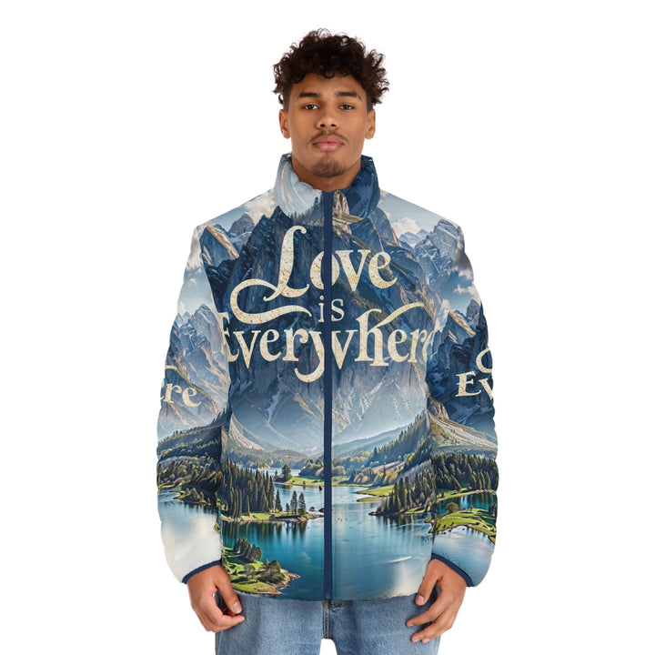 Mountainous Love Reflection - Puffer Jacket - All Over Prints - g(0D·IO) - S - Black zipper -