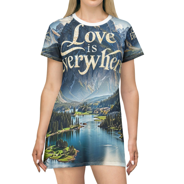 Mountainous Love Reflection - T-Shirt Dress - All Over Prints - g(0D·IO) - XS - -