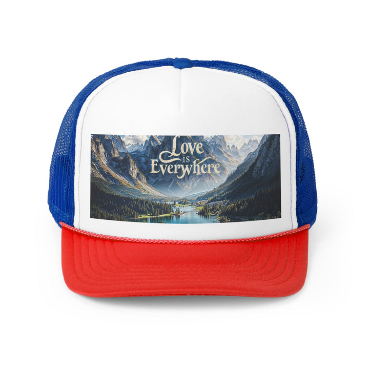 Mountainous Love Reflection - Trucker Hat - Hats - g(0D·IO) - Blue/Red - One size -