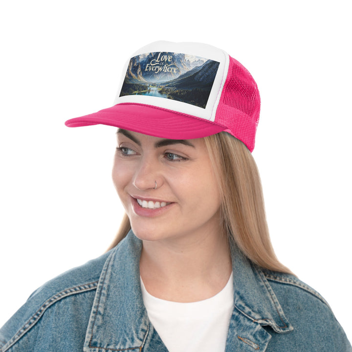 Mountainous Love Reflection - Trucker Hat - Hats - g(0D·IO) - Pink - One size -