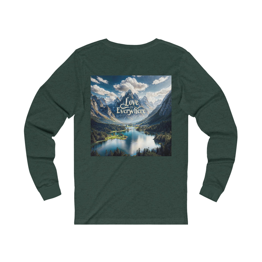 Mountainous Love Reflection - Unisex Jersey Long Sleeve Tee - Long-sleeve - g(0D·IO) - S - Heather Forest -