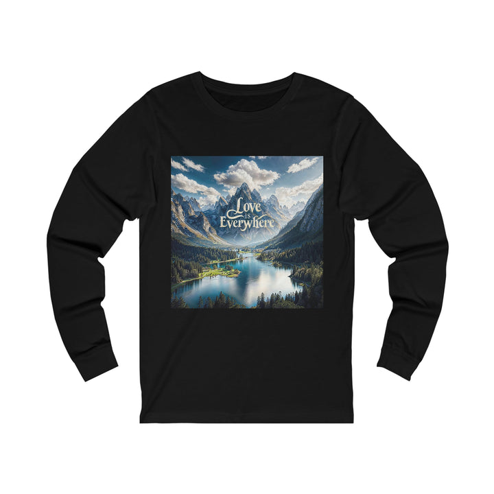 Mountainous Love Reflection - Unisex Jersey Long Sleeve Tee - Long-sleeve - g(0D·IO) - S - Black -