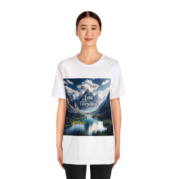 Mountainous Love Reflection - Unisex Jersey Short Sleeve Tee - T-Shirt - g(0D·IO) - Black - S -