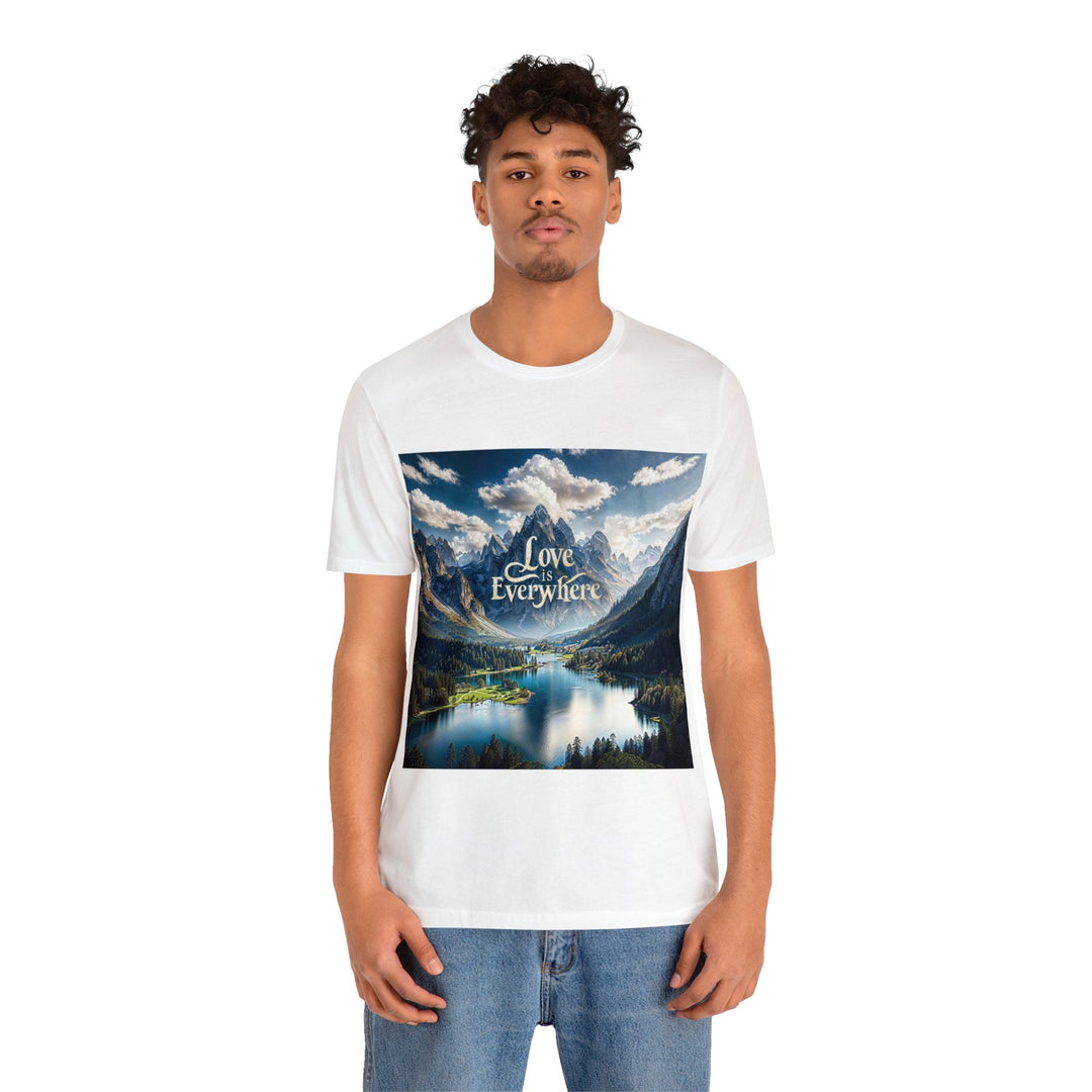 Mountainous Love Reflection - Unisex Jersey Short Sleeve Tee - T-Shirt - g(0D·IO) - Black - S -