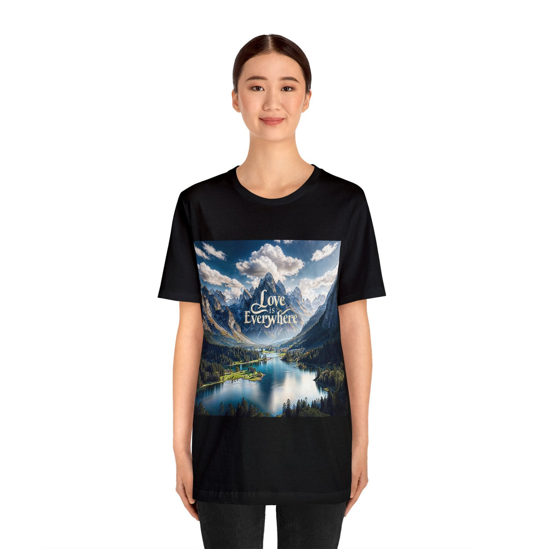 Mountainous Love Reflection - Unisex Jersey Short Sleeve Tee - T-Shirt - g(0D·IO) - Black - S -