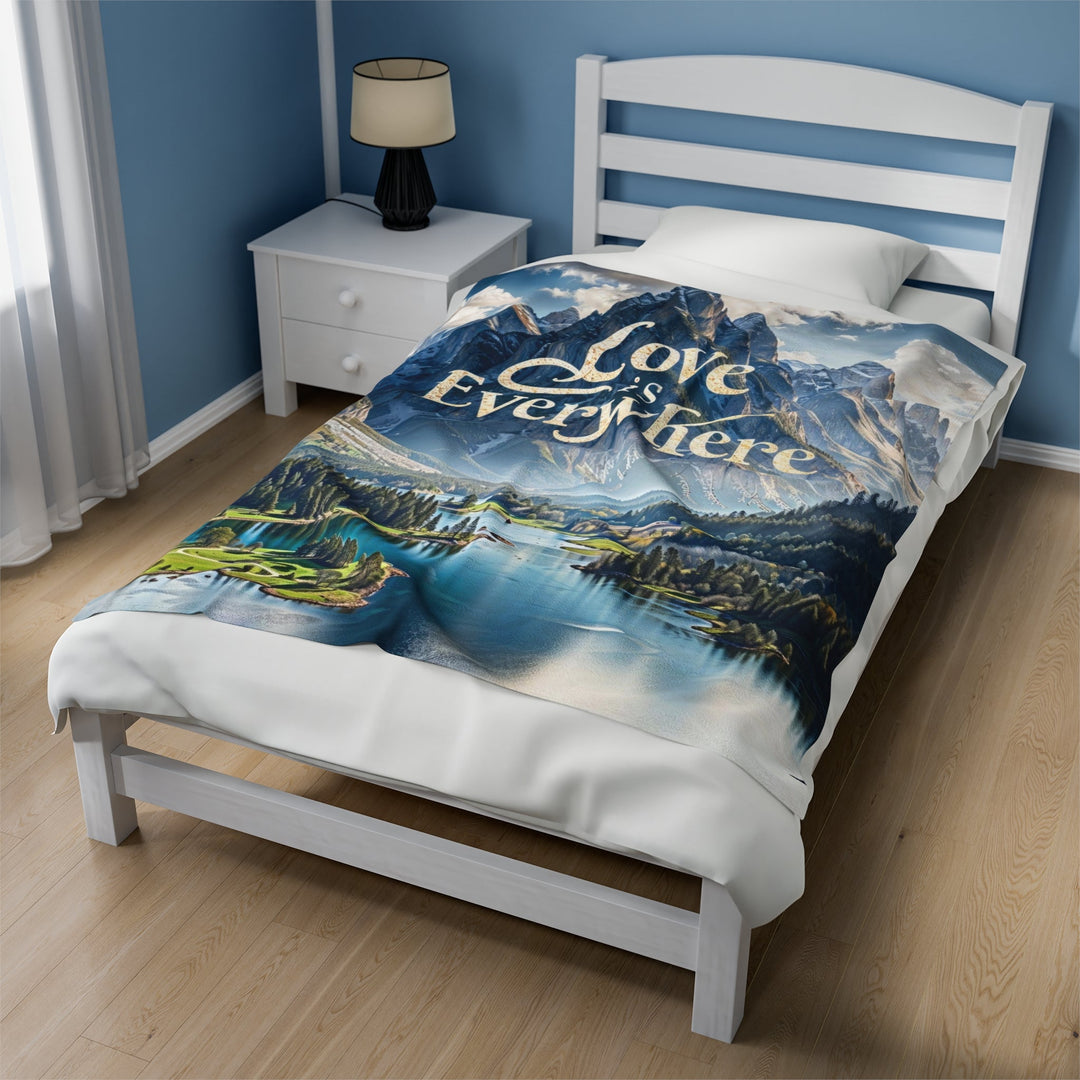 Mountainous Love Reflection - Velveteen Plush Blanket - All Over Prints - g(0D·IO) - 60" × 80" - -
