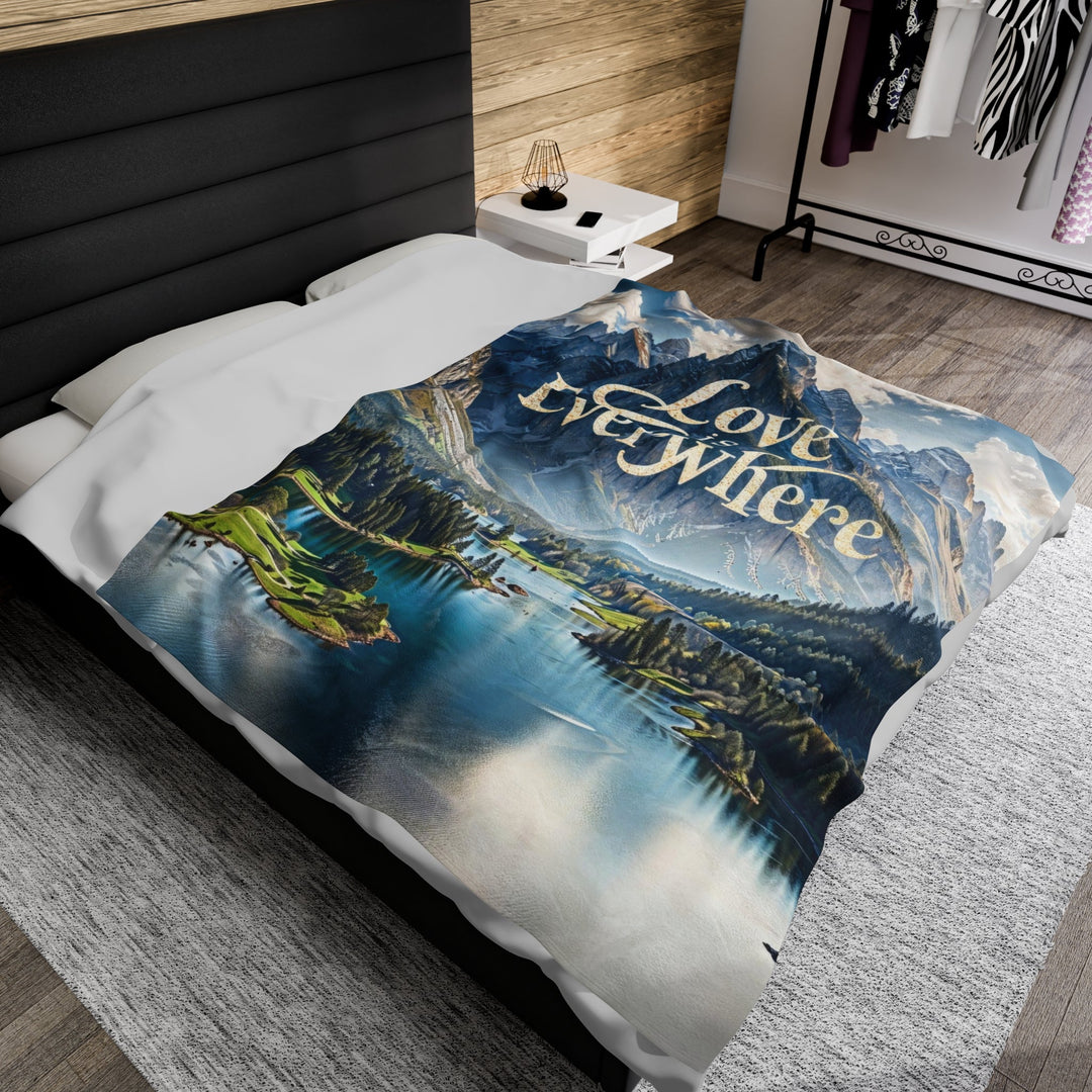 Mountainous Love Reflection - Velveteen Plush Blanket - All Over Prints - g(0D·IO) - 60" × 80" - -