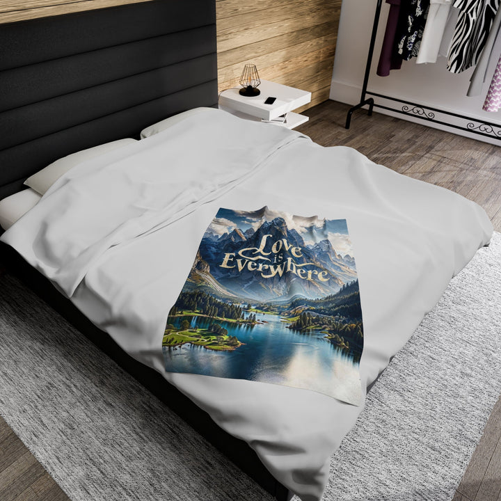 Mountainous Love Reflection - Velveteen Plush Blanket - All Over Prints - g(0D·IO) - 60" × 80" - -