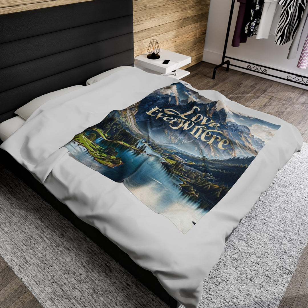 Mountainous Love Reflection - Velveteen Plush Blanket - All Over Prints - g(0D·IO) - 60" × 80" - -