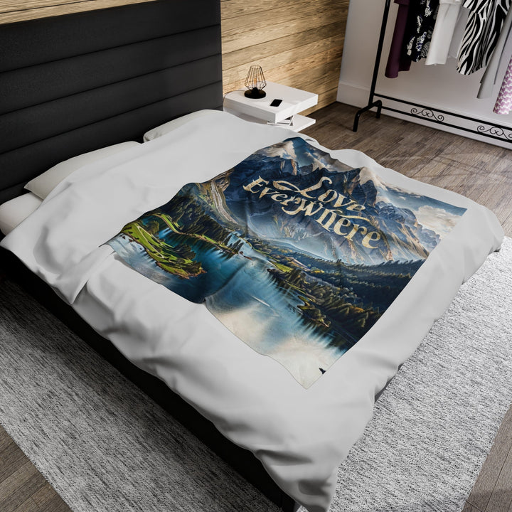 Mountainous Love Reflection - Velveteen Plush Blanket - All Over Prints - g(0D·IO) - 60" × 80" - -